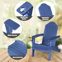Tangkula 2 PCS Patio Folding Adirondack Chair Side Table Cup Holder HDPE Navy -Beauty house GUEST e25ce12f 057d 4d31 b136 c6bad585b16d