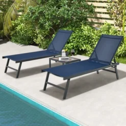 Tangkula 3pcs Patio Chaise Lounge Set Aluminum Recliner Chair Table Outdoor Adjust -Beauty house GUEST e2607412 5e24 4472 ae01 b2deccf92dd7