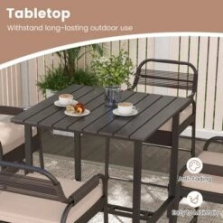 Tangkula 5-Piece Patio Rattan Counter Set Counter Height Square Table W/ 4 Wicker Counter Stools -Beauty house GUEST e278fe20 4348 4660 b4f2 7ad83e6e3016