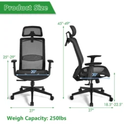 Tangkula High Back Mesh Office Chair Ergonomic Executive Chair Swivel Computer Task Chair W/ Headrest Black/ Gray 13 Tangkula High Back Mesh Office Chair Ergonomic Executive Chair Swivel Computer Task Chair W/ Headrest Black/ Gray -Beauty house GUEST e2802bf4 89f9 4177 a9fc 501ec7892183
