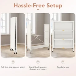 Tangkula 4-Tier Kitchen Bakers Rack Microwave Stand W/ Flip Doors Universal Wheels White -Beauty house GUEST e2a841b4 49ce 4a13 ae43 5baadef9271c