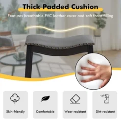 Tangkula Set Of 2 Saddle Bar Stools Bar Height Kitchen Chairs W/ Rubber Wood Legs -Beauty house GUEST e2fd3c93 e60f 4bf7 a467 9b5a4c925ade