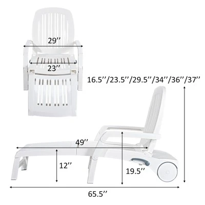Tangkula Patio Lounge Chair Chaise Recliner Adjustable Backrest All Weather For Outdoor&Indoor Wheels White 3 Tangkula Patio Lounge Chair Chaise Recliner Adjustable Backrest All Weather For Outdoor&Indoor Wheels White