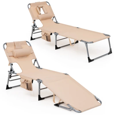 Tangkula 2PCS Beach Lounge Chair Reclining Chair With 5 Adjustable Positions Detachable Pillow &Hand Ropes Blue/Black/Gray/Turquoise/Beige/Pink 11 Tangkula 2PCS Beach Lounge Chair Reclining Chair With 5 Adjustable Positions Detachable Pillow &Hand Ropes Blue/Black/Gray/Turquoise/Beige/Pink - Image 9