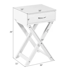 Tangkula Modern Versatile Nightstand X-shape Wooden End Table With Drawer Accent Side Table For Bedroom Black/White -Beauty house GUEST e389bf62 1614 41c1 b069 6e2100ef10c3