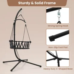 Tangkula Swing Chair W/ Stand Patio Hanging Swing Chair W/ Comfortable Seat & Back Cushions -Beauty house GUEST e3c317c5 5585 48ba 86e4 3b194c589bf4