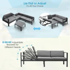 Tangkula 3PCS Patio Furniture Set Aluminum Lounge Adjust Back Recliner Sofa Table Cushion -Beauty house GUEST e3dd743d 8798 4358 9016 794024716b63