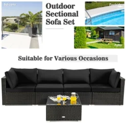 Tangkula 6-Piece Patio Furniture Set W/ 30" Propane Fire Pit Table Outdoor PE Wicker Conversation Set W/ Cushions &Tempered Glass Coffee Table -Beauty house GUEST e3eac840 f2b9 4dd1 93c1 93135d6b681b