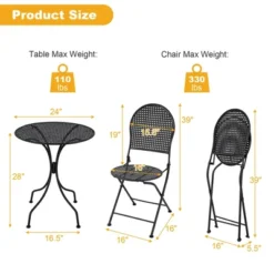 Tangkula 3 PCS Patio Bistro Set All-weather Metal Table & Chair Set For 2 Person Modern Furniture Set -Beauty house GUEST e4575df3 a70c 4fb8 9ac6 0284602a2aa0