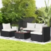 Tangkula 5PCS Rattan Patio Conversation Sofa Set Outdoor Furniture Set W/ Off White Cushions -Beauty house GUEST e47b141e 9d29 4653 a0fb 291a4a467412