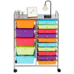 Tangkula 15 Drawer Rolling Storage Cart Opaque Multicolor Drawers Home -Beauty house GUEST e52edc6e 31dd 4507 9c34 fe2c9d3a3a54