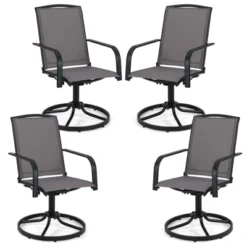 Tangkula Patio Swivel Chairs Set Of 4 W/ High Back & Round Metal Base For Backyard -Beauty house GUEST e5d94df6 8105 4389 9079 d4cb6ffeb8ac