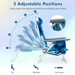 Tangkula 4 PCS Beach Chair 5-Position Outdoor Reclining Chairs W/ Head Pillow & Storage Bag -Beauty house GUEST e66ebf92 f423 42e0 b479 2bde18edd33e