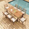 Tangkula 9 PCS Outdoor Patio Dining Set Rectangular Dining Table & Chairs Set For 8 W/Acacia Wood Tabletop Metal Frame -Beauty house GUEST e6c50fda 0eb1 47b9 b892 94f8b4ead0d3