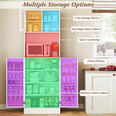 Tangkula Kitchen Pantry Cabinet W/Microwave Shelf 8 Door Shelves & 5 Adjustable Shelves 8 Tangkula Kitchen Pantry Cabinet W/Microwave Shelf 8 Door Shelves & 5 Adjustable Shelves - Image 6