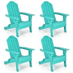 Tangkula 4PCS Patio Folding Adirondack Chair Weather Resistant Cup Holder Yard -Beauty house GUEST e6cb3fc5 0a55 4192 baf3 9dd084810734