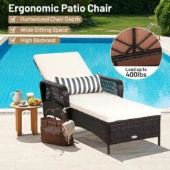 Tangkula 2 PCS Patio Chaise Lounge Chair Six-Position Adjustable Outdoor Recliner With Cushion & Pillow -Beauty house GUEST e7227ff4 d514 420c aa1f a77c6a49bc3e