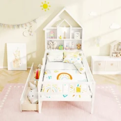Tangkula Twin Size House Bed W/ 2 Drawers Kids Montessori Bed W/ Storage Headboard -Beauty house GUEST e725ac47 3423 409c 9372 71926420edee