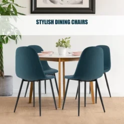 Tangkula Dining Chairs Set Of 2 Upholstered Fabric Chairs W/Metal Legs For Living Room Blue -Beauty house GUEST e7a0e71c 5893 4d3b b909 3ed75ff7eb7c