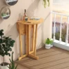 Tangkula Outdoor Folding Bar Table W/ Oval Tabletop & Cross Base For Patio Natural