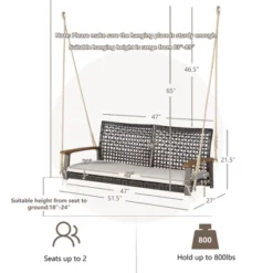 Tangkula 2-Seat Rattan Porch Swing Chair Outdoor Wicker Swing Bench W/ Seat Cushion -Beauty house GUEST e7cd302c 553c 4a84 94d4 bfb305d95cdc