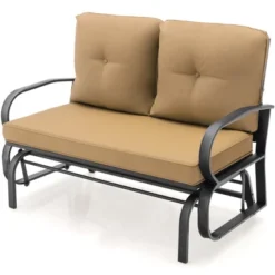 Tangkula 2-Person Outdoor Patio Glider Bench Swing Seat Bench W/ Seat & Back Cushions -Beauty house GUEST e862b299 0f77 4bc0 8e9b 02637025ad69