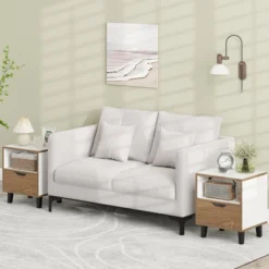 Tangkula 2PCS Nightstand Mid Century Modern Bedside Table W/ Drawer Open Storage Shelf -Beauty house GUEST e884c83a 4989 4c1a a092 2f4996181ae8