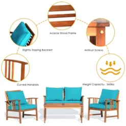 Tangkula 8pcs Wooden Patio Furniture Set Table & Sectional Sofa W/ Turquoise Cushion 16 Tangkula 8pcs Wooden Patio Furniture Set Table & Sectional Sofa W/ Turquoise Cushion -Beauty house GUEST e890c624 2701 4c8d a9b0 fd68ce1f82d9