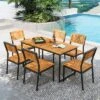 Tangkula 7 PCS Outdoor Dining Set For 6 Acacia Wood Rectangular Table & 6 Armless Chairs -Beauty house GUEST e8d6cddc fa18 4bdf 8630 8b1fd552b403