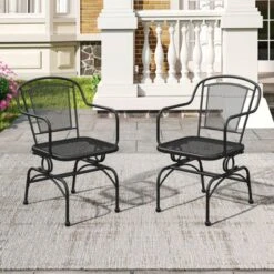 Tangkula Patio Rocking Chairs Set Of 4 W/ Metal Mesh Backrest & Seat Armrests Gentle -Beauty house GUEST e8d79b7d 6c76 4c37 a25f ab1c9c05eee7 1