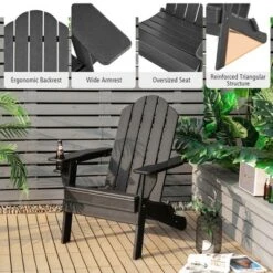 Tangkula 4PCS Patio Folding Adirondack Chair Weather Resistant Cup Holder Yard -Beauty house GUEST e93d2df6 a44d 48ff aa45 087c8cf69851