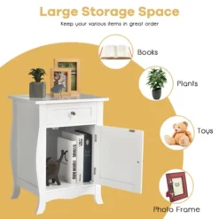 Tangkula Wooden Accent End Table With Drawer Storage Floor Cabinet For Living Room, Bedroom, Hallway -Beauty house GUEST e94c09e0 664a 47c5 a704 fbebff809b1a