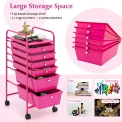 Tangkula 6 Drawer Scrapbook Paper Organizer Rolling Storage Cart For Office School Pink -Beauty house GUEST e94ce21e 4cbb 439a aaa1 6f835e813e3b