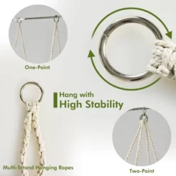 Tangkula Hammock Chair Macrame Swing, Patio Hanging Hammock Chair W/ LED Lights, Hanging Cotton Rope Hammock Swing Chair -Beauty house GUEST e9b3a37c 3948 47ef ab3d 1dc59c524d9a