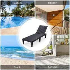 Tangkula Patio Lounge Chair Chaise Recliner Adjustable Backrest Outdoor&Indoor Black/Brown -Beauty house GUEST e9fdb259 0a28 444d b0b7 41da26992e1a
