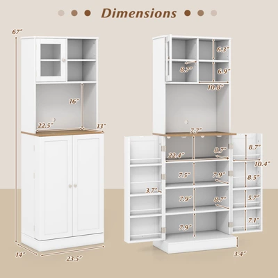 Tangkula Kitchen Pantry Cabinet W/Microwave Shelf 8 Door Shelves & 5 Adjustable Shelves 10 Tangkula Kitchen Pantry Cabinet W/Microwave Shelf 8 Door Shelves & 5 Adjustable Shelves - Image 8