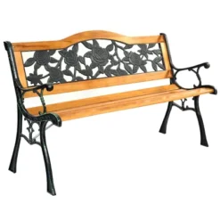 Tangkula Garden Cast Iron Bench Porch Path Loveseat Hardwood Chair For Patio Park -Beauty house GUEST ea7c929c d353 4961 b197 eec6bf889acb
