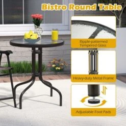 Tangkula 3 Pieces Bistro Set Outdoor Furniture Set With Tempered Glass Table Umbrella Hole -Beauty house GUEST eac97d17 feb0 4176 89b0 5e143377b7be