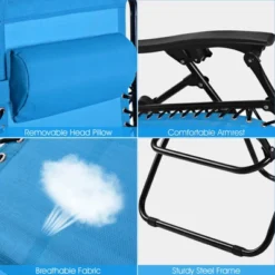 Tangkula 2PC Zero Gravity Chair Adjustable Recliners Textiliene -Beauty house GUEST ead065a9 c1a3 4ca0 a449 dee343e5a828