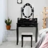 Vanity Table Set Detachable Makeup Table Dressing Desk With Mirror & Cushioned Stool Brown/White/Black -Beauty house GUEST eb0bd065 caf3 43b1 86c4 114cc51e5b8d