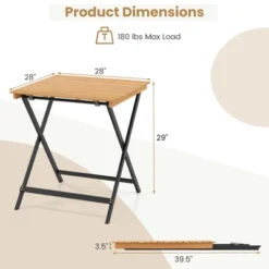 Tangkula 28" Patio Folding Table W/ Slatted Tabletop Portable Bistro Dining Table -Beauty house GUEST eb3595be a4b1 4fa0 b040 1414d47ddbe7