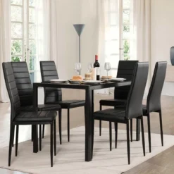 Tangkula Set Of 6 Dining Chairs High Back Kitchen Home Furniture,PVC