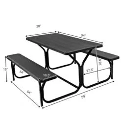 Tangkula Outdoor Picnic Table Bench Set Patio Camping Table W/Steel Frame & Wood Texture Tabletop For Garden -Beauty house GUEST ebbdc697 84ae 4ca0 8f4a a9f1eb2973e3
