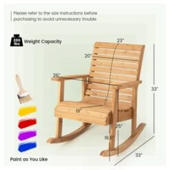 Tangkula Wooden Rocking Chair High Back Fir Wood Armchair Natural Yard Patio -Beauty house GUEST ebcea37d 42c9 4a08 a490 c295a615a41d