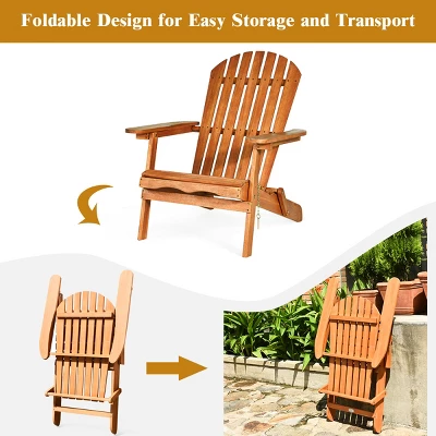 Tangkula Outdoor 3 Pieces Adirondack Chair Patio Furniture Set Eucalyptus Wood 4 Tangkula Outdoor 3 Pieces Adirondack Chair Patio Furniture Set Eucalyptus Wood - Image 2