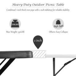 Tangkula Outdoor Picnic Table Bench Set Patio Camping Table W/Steel Frame & Wood Texture Tabletop For Garden -Beauty house GUEST ebea3b69 6023 4a7f 9388 a8ea03b290ef