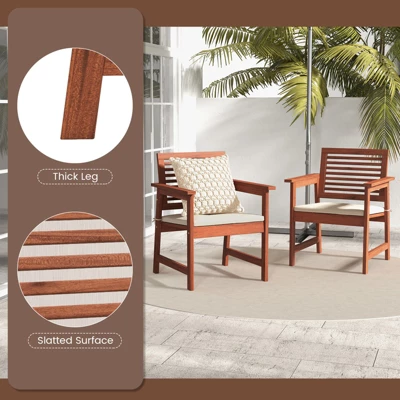Tangkula Outdoor Hardwood Armchairs Set Of 2/4 Weather-resistant Slatted Armchairs W/Removable Cushions 8 Tangkula Outdoor Hardwood Armchairs Set Of 2/4 Weather-resistant Slatted Armchairs W/Removable Cushions - Image 6