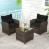 Tangkula 5 CS Rattan Furniture W/ & Tempered Glass & 2 Ottomans Coffee Table Patio -Beauty house GUEST ec1f73ef 23ec 4c62 8a14 3cfb6c002914