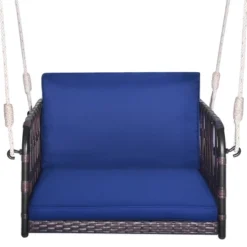 Tangkula Patio Rattan Porch Swing Single Person Hanging Seat W/ Seat & Back Cushions Backyard -Beauty house GUEST ec53b7d7 1c32 4853 9c46 9c0c9ffc6ffa