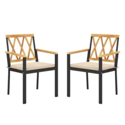 Tangkula Patio Dining Chairs Set Of 2 Metal Outdoor Chairs W/ Removable Padded Cushions -Beauty house GUEST ec8c04bd 84f3 4abd 8119 3db3830bfd32